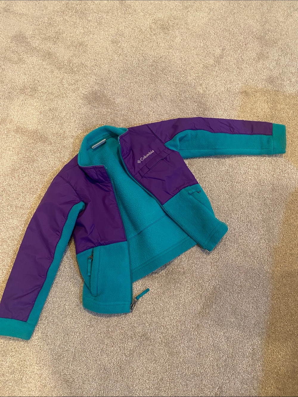 Columbia Kids Teal and Purple Puffer-Fleece Jacket. Size 4t. Great condition.